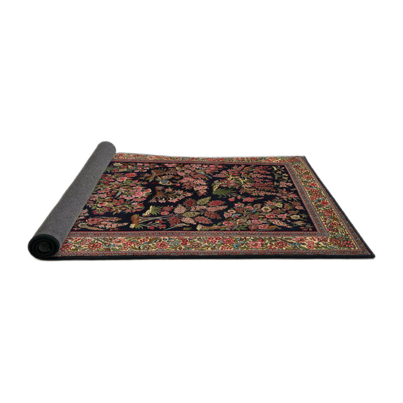 Tapis traditionnel noir / bleu Khinvasara, Carré 5 pi