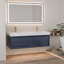 Double meuble-lavabo flottant bleu 60 po avec comptoir en pierre d'ingénierie, lumière DEL et 6 tiroirs-438195756