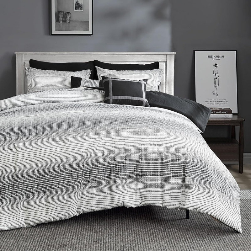 Comforter Set Queen, Striped Yarn-Dyed Te...