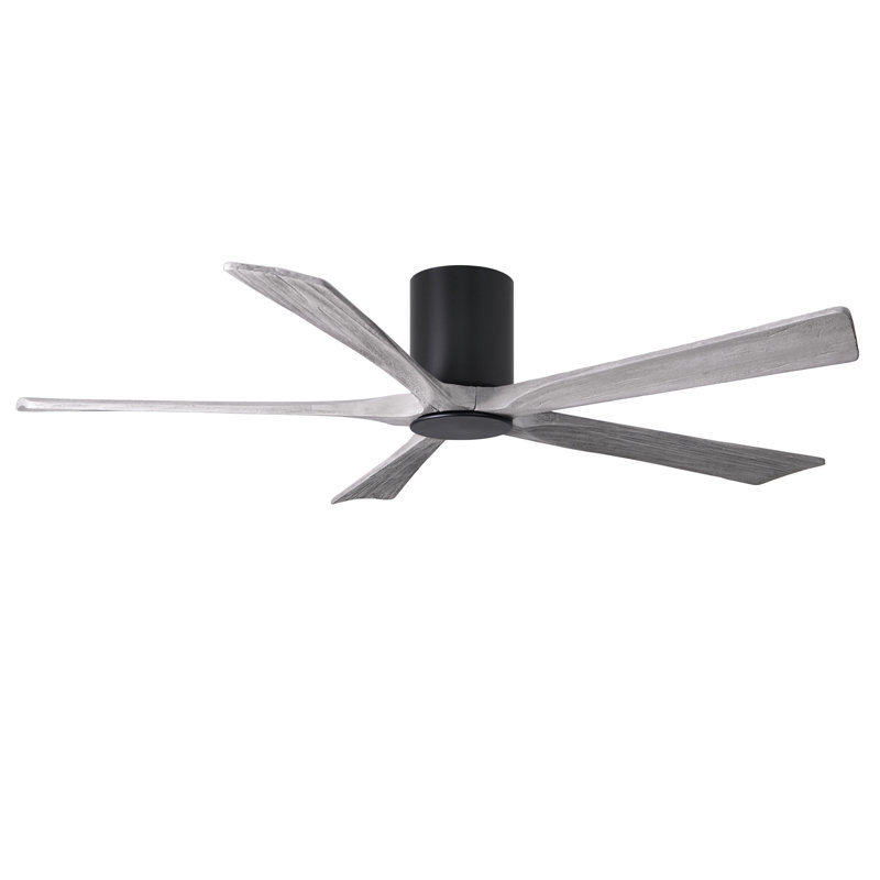 Ventilateur de plafond à 5 pales DEL avec ensemble d'éclairage inclus Irene, Noir mat, 60", Ton bois de grange