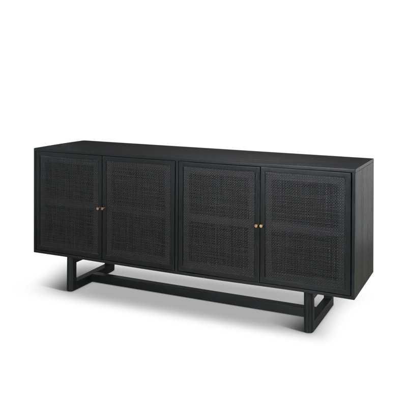 Buffet en bois massif Cinne, Noir