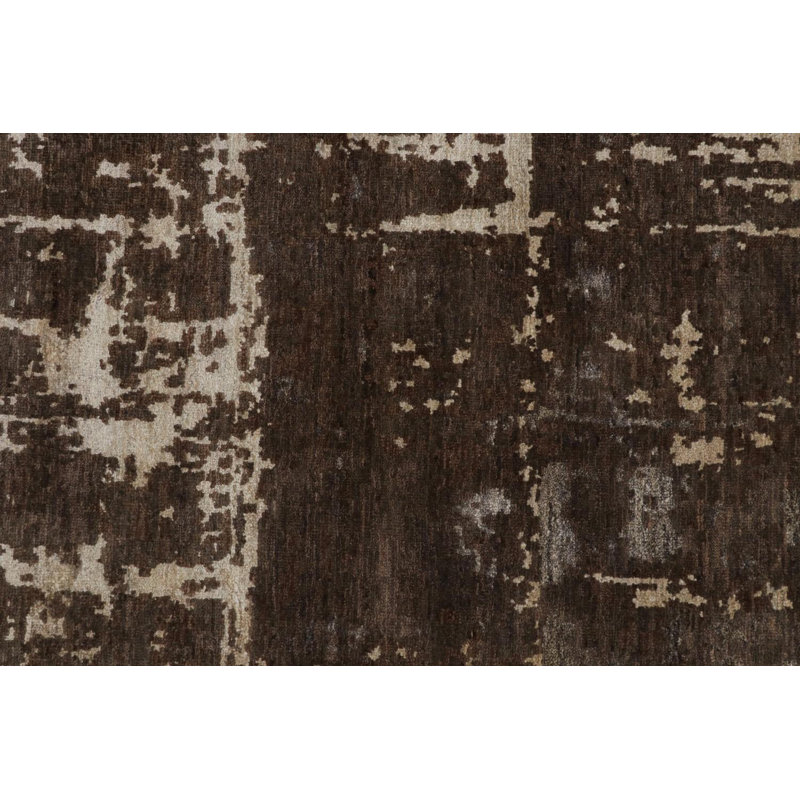 Modern Hand Knotted Geometric Area Rug, Rectangle 9' x 12'