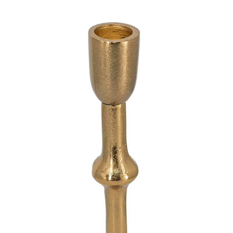 Porte-bougie effilé mince en aluminium avec accents de perles, bronze