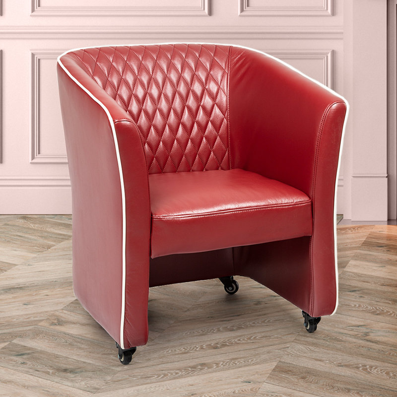 Nitya Faux Leather Club Chair, Red Faux Leather