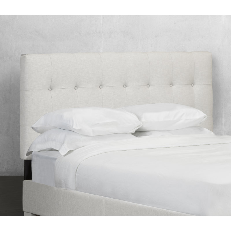 Tête de lit à panneau rembourré Darline, Lin - Beige, Double