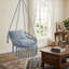 Chaise hamac pivotante en macramé résistante aux intempéries avec 2 coussins amovibles pour patio-1195276100