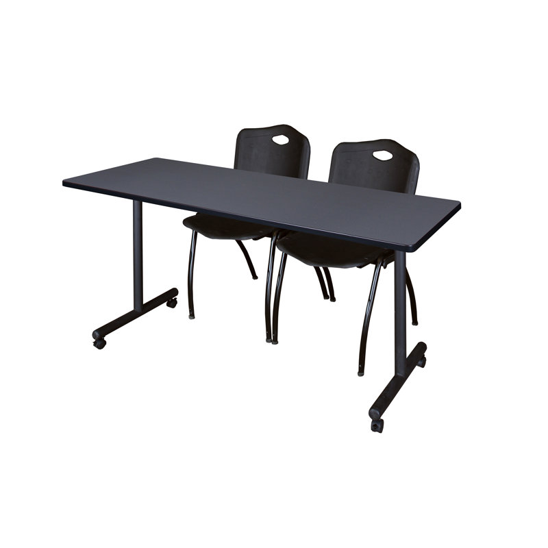 Table de formation mobile Nicklo, chaises empilables 2 M, Noir, Gris, H 29 po x L 66 po x l 24 po