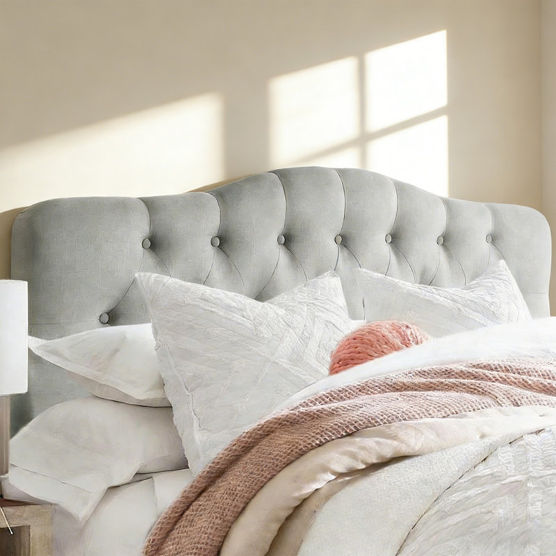 Tête de lit capitonnée et capitonnée, tête de lit en bois massif avec pieds en bois, tête de lit à hauteur ajustable de 37 po à 51 po, tête de lit en tissu au design moderne