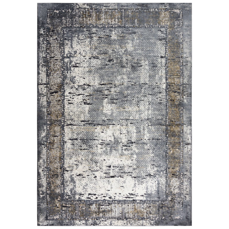 Tapis doré / gris anthracite Jonason, Rectangle 7 pi 10 po x 9 pi 10 po