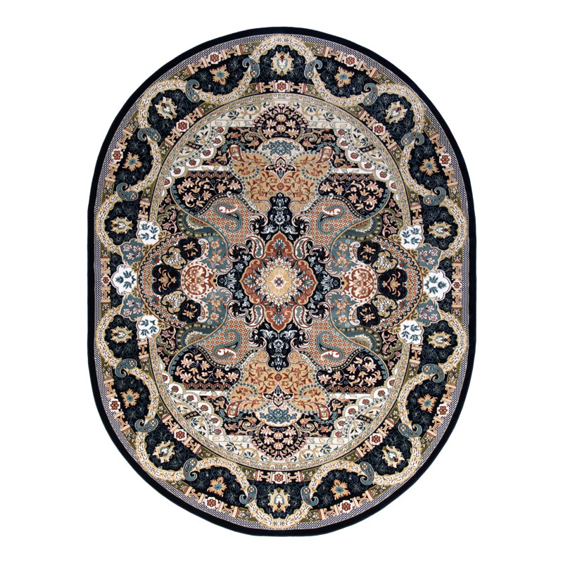 Eleanor Oriental Indoor Rug, Oval 7'10" x 10', Black