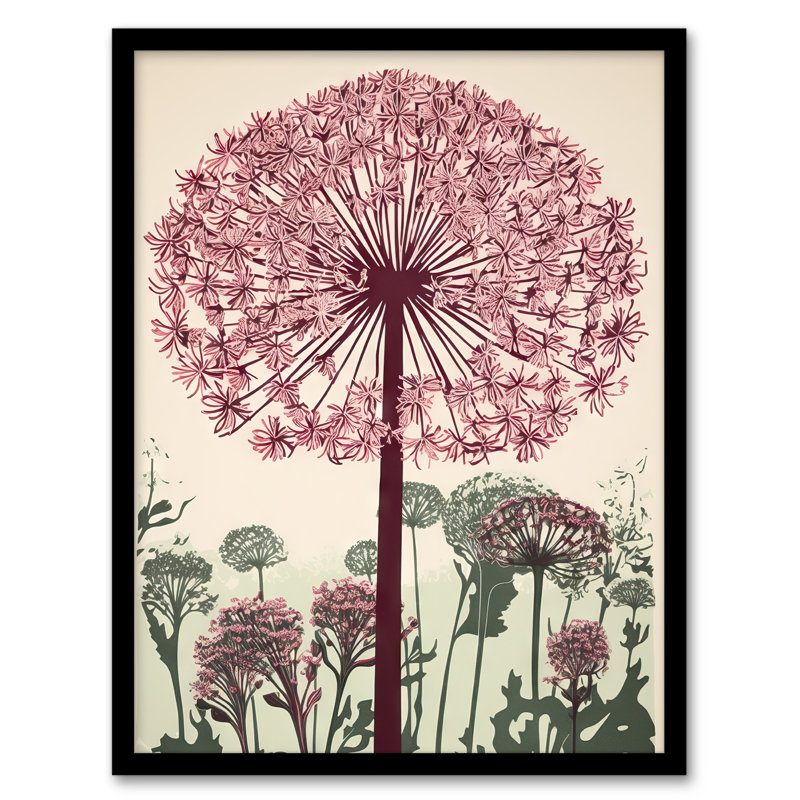 Akifah Allium Flower Blooms Pink Green Wildflower Spring - Single Picture Frame Print