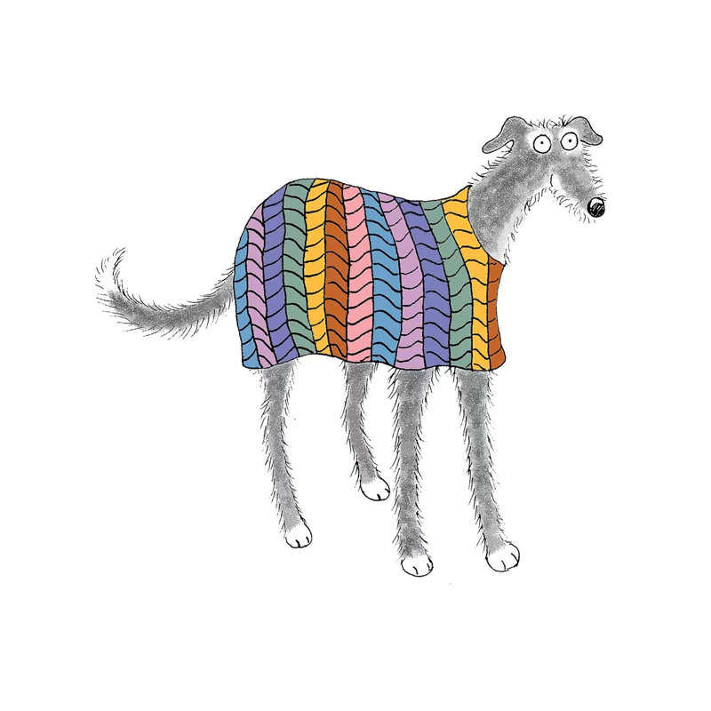 Dog In Pastel Stripes Coat by Kim Haskins - Wrapped Canvas Print, 45.72 cm H x 45.72 cm W x 3.175 cm D