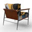 Fauteuil rembourré gris et jaune Kycia