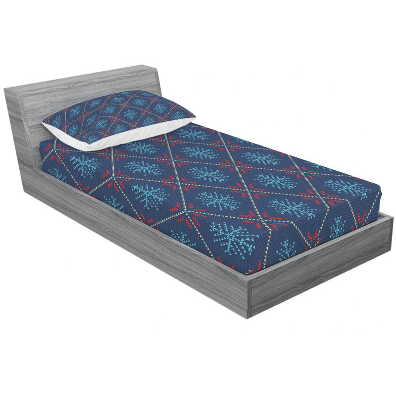 Microfiber Geometric Sheet Set, Twin Sheet Set with Fitted Sheet