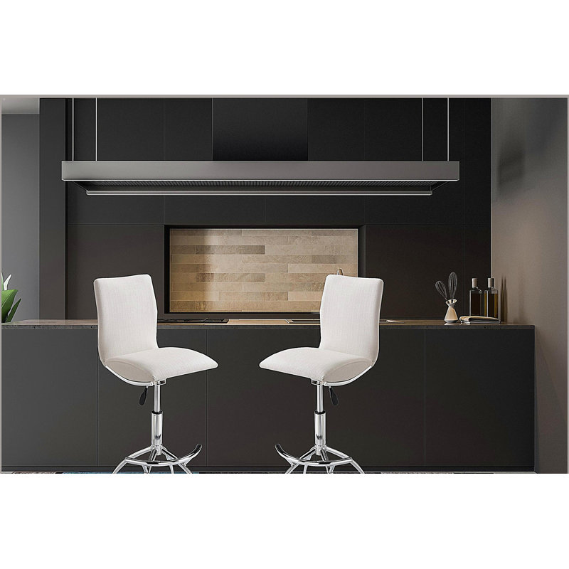Tabouret de bar moderne en cuir texturé / hauteur réglable chrome blanc doux
