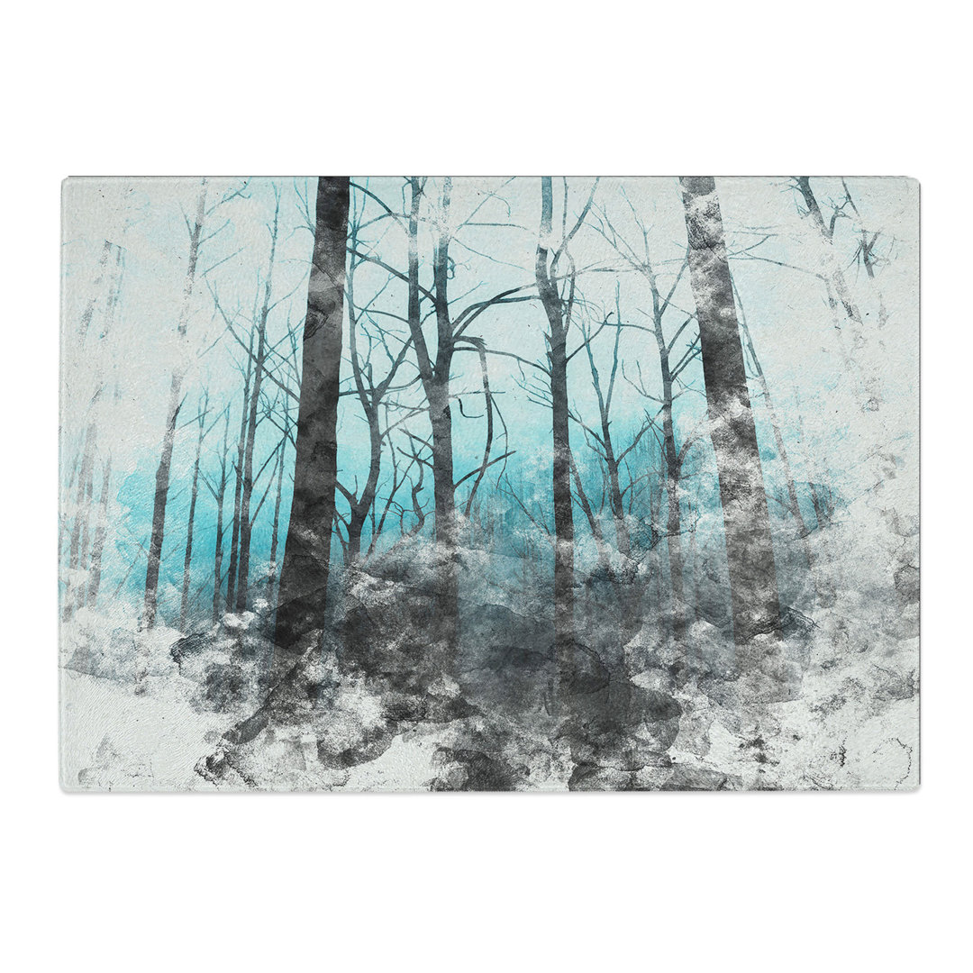 Tempered Glass Misty Forest Abstract Chopping Board