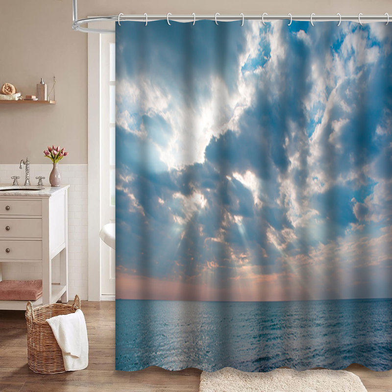 Rideau de douche avec 12 crochets Sunrays, L 72 po x l 84 po