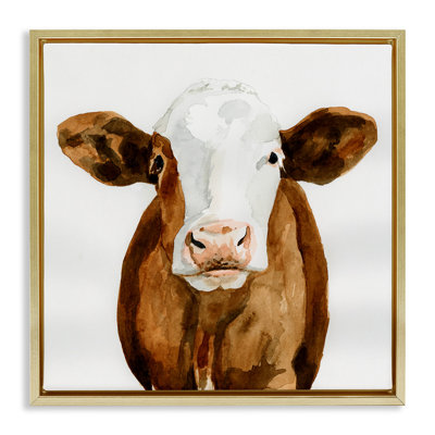 «Country Cow», art mural encadré sur toile flottante par Victoria Barnes