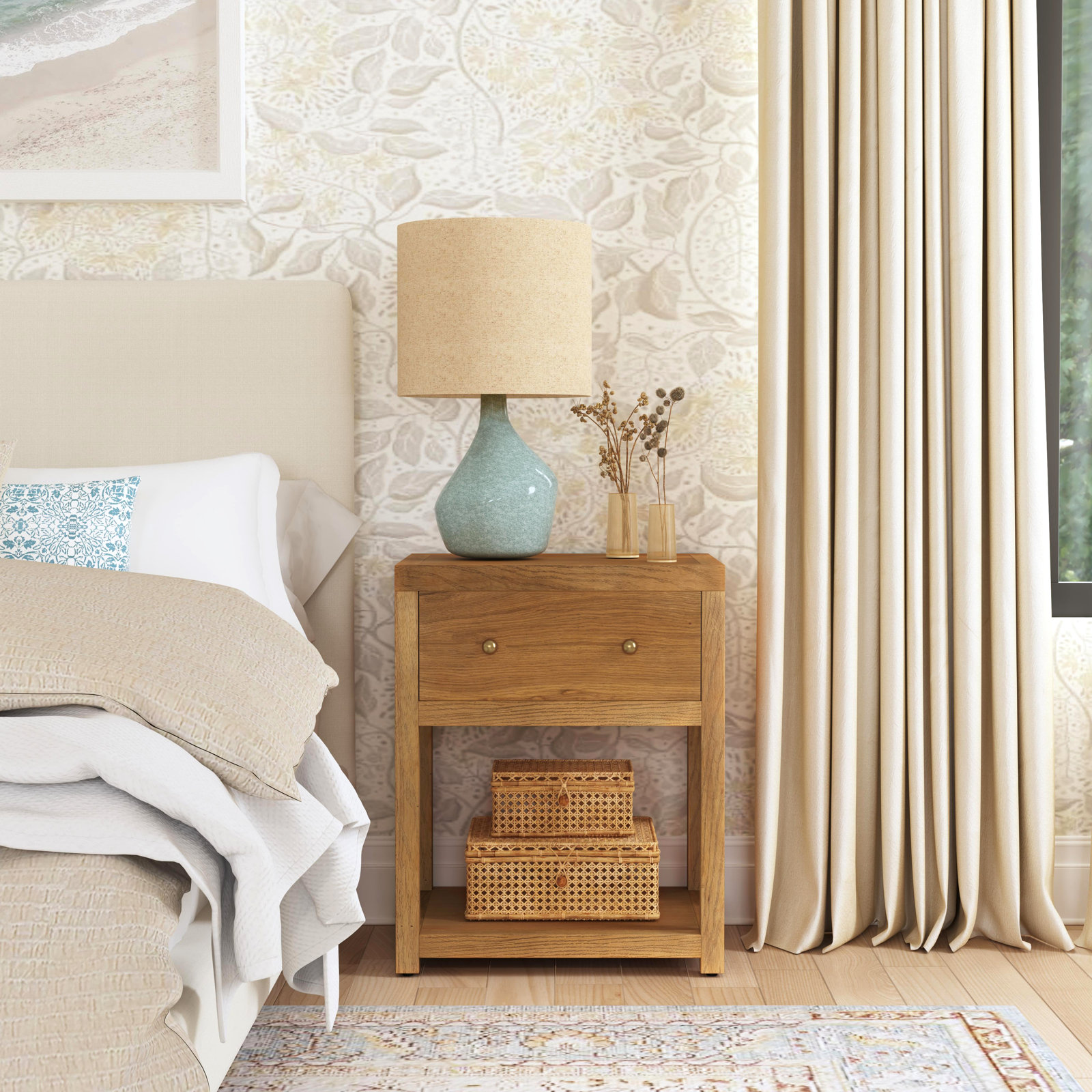 Celine 21" 1-Drawer Nightstand, Natural
