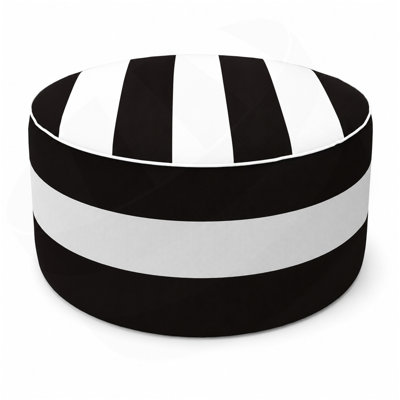 Repose-pieds d'extérieur gonflable avec repose-pieds de 21 po x 21 po x 9 po avec repose-pieds, pouf portable pour le patio, le jardin, le camping et l'intérieur - rayé noir / blanc