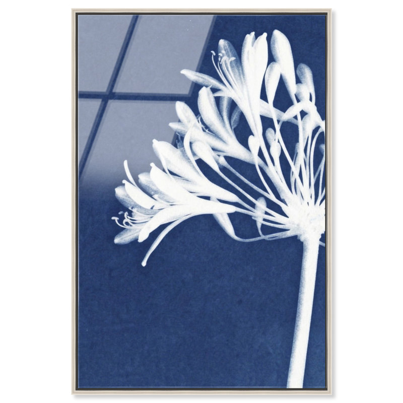 Cyan Bloom Print by Oliver Gal, 17"H x 25"W, Silver Floater Frame