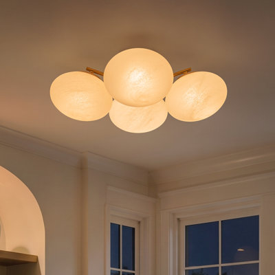 21"W Modern 4 - Light Semi Flush Mount with Clouded Glass
