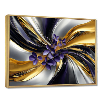 Ridgway Abstract Flowers On A Gold And Silver Sprial - Abstract Flowers Wall Art