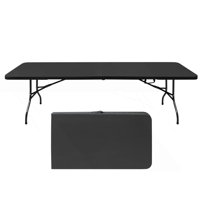 6Ft Folding Table, Portable Plastic Table, Patio Table, Black