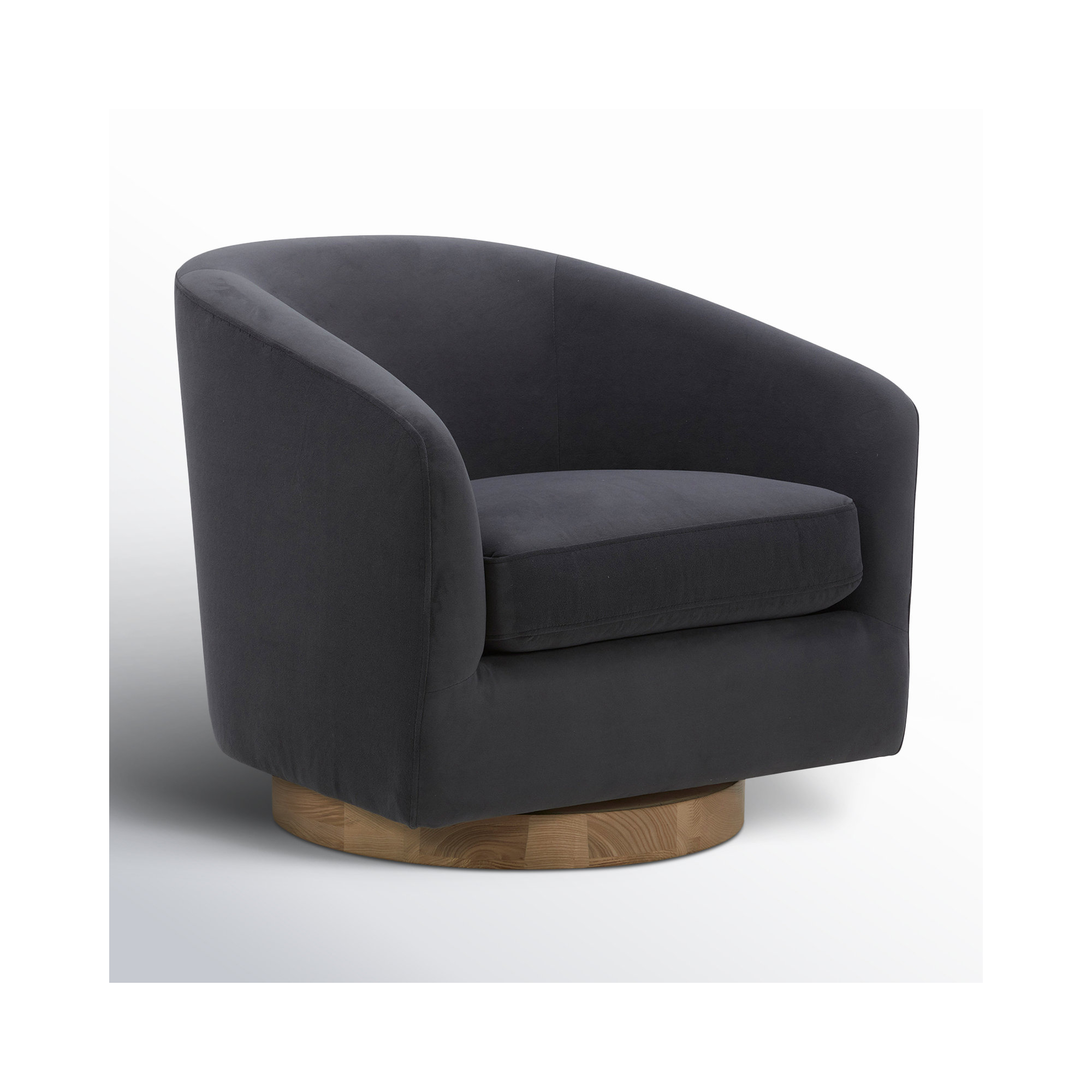 Bennett Upholstered Swivel Barrel Chair (Set of 2), Bella Asphalt Velvet