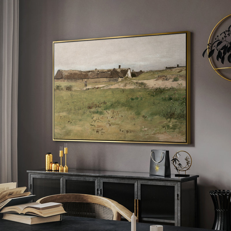 Paysage rétro - CML - impression sur toile tendue, Toile avec cadre flottant or, H 17 po x l 25 po x P 2 po