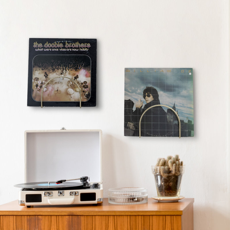 Wall Mounted Media Vinyl Media Shelve, Gold