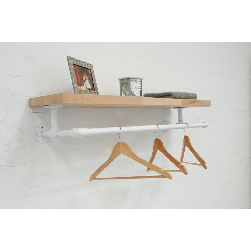 Lampley Pine Solid Wood Industrial Pipe Shelves, 20cm H x 50cm W x 30cm D