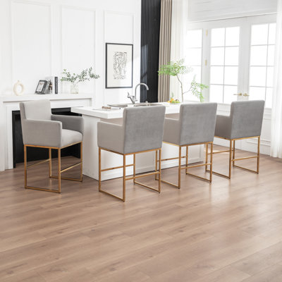 Upholstered Counter Stool With Metal Frame