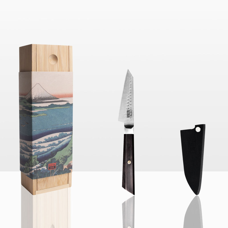 Bunka Paring knife with Bamboo Saya and Bamboo Box - 90 mm blade