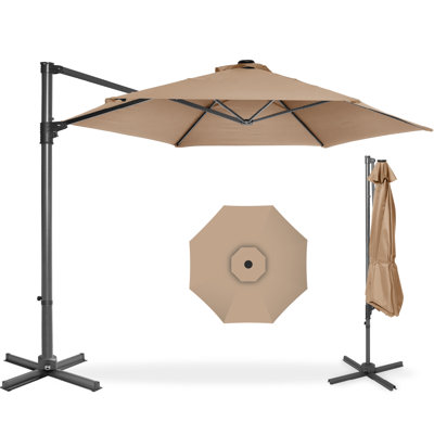  10Ft 360° Rotating Cantilever Offset Hanging Patio Umbrella - Tan