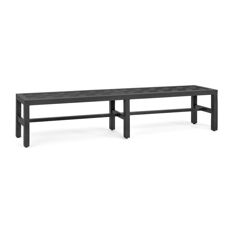 Outdoor Dining Bench, Textured Pewter