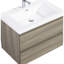 Meuble-lavabo de 30 po avec lavabo, compartiment de tiroir, comptoir en résine, tiroirs à fermeture facile, gris cendré mis en valeur en chinois, armoire à titre de titre à ne pas utiliser, forme à fermeture en douceur
