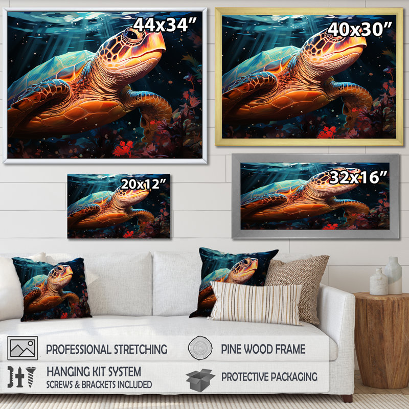 Contemporary Marine Life III, Cadre flottant noir, H 30 po x l 40 po x P 1,5 po