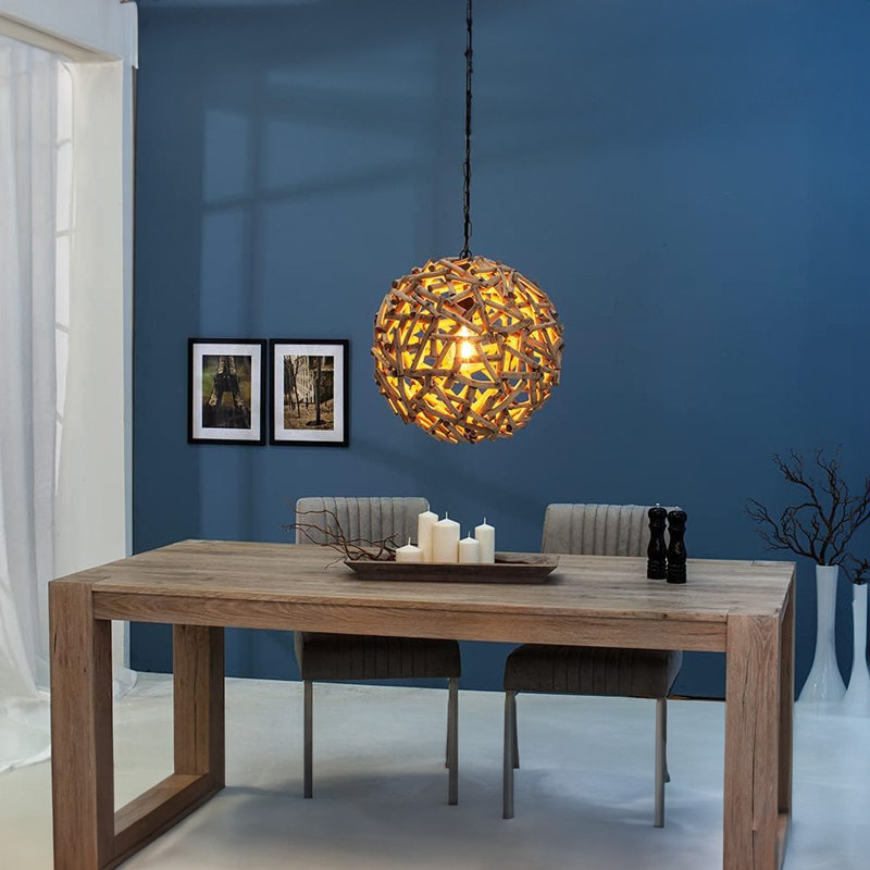 Luminaire suspendu en forme de boule de bois flottant 20 pi Modern Home