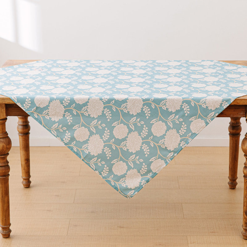 Peonies On Tablecloth, Blue/White