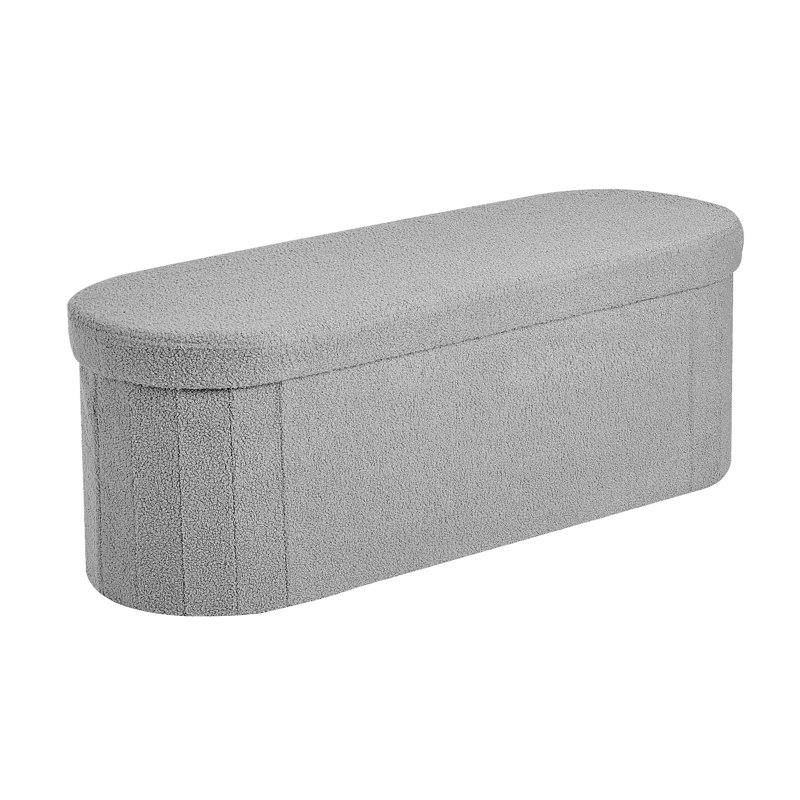 Banc de rangement ovale avec repose-pieds, banc de lit pliable en molleton pliant, coffre pliant avec repose-pieds et grand espace de rangement