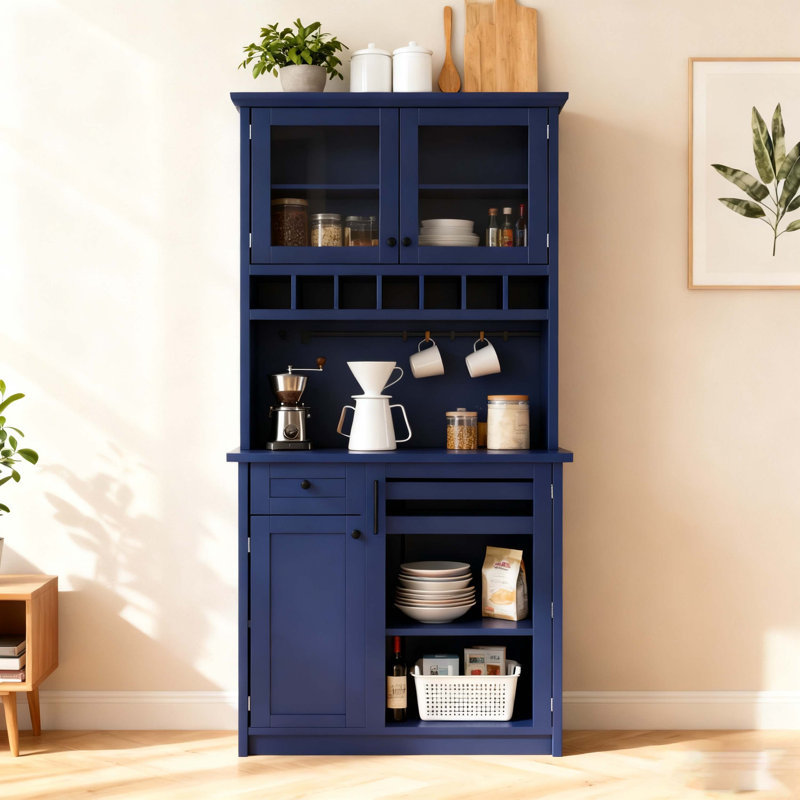 Buffet autoportant de 35,4 x 17,7 x 74,8 po Farmhouse, Bleu