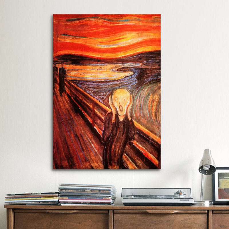 « the scream » par edvard munch it, reproduction d’art sur toile, H 12 po x l 8 po x P 0,75 po, Pas de tapis, Toile tendue