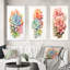 «Blossoming Succulent In Tender Retro Blue», 3 pièces sur toile-753568912-753568926