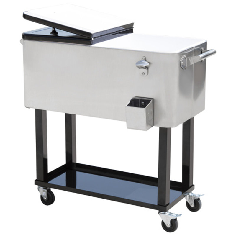 Chariot à glaçons sur roulettes Outsunny 80 QT