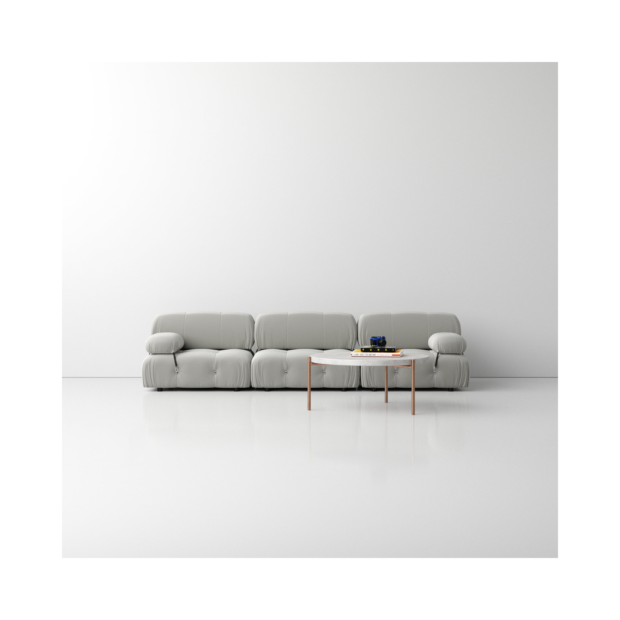 Mio 108'' Upholstered Sofa, Light Gray