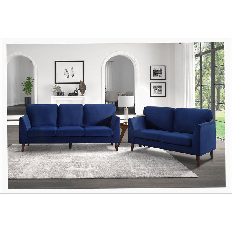 Canapé rembourré Annaus, Bleu, H 35 po x l 81 po x P 32 po