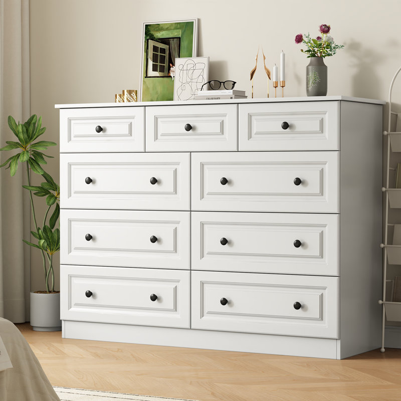 49.6'' W 9-drawer Double Dresser, White