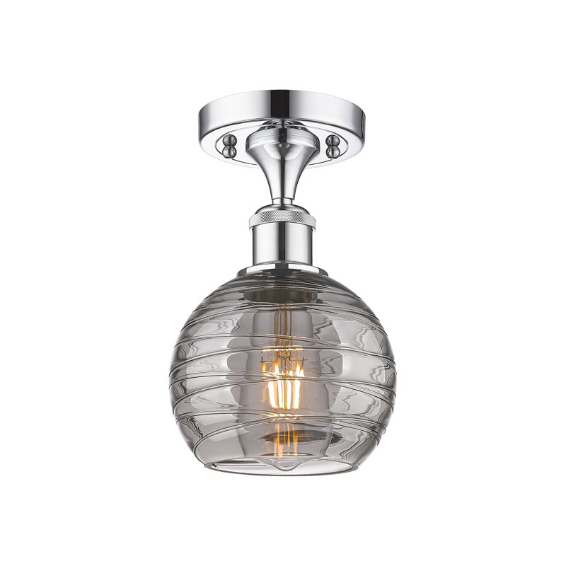 Plafonnier semi-encastré 1 lumière Wager, H 9,38 po x l 8 po x P 8 po, Chrome poli