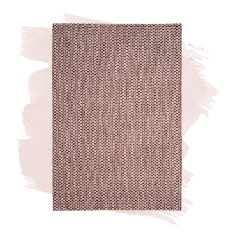 Arneshia Geometric Rust/Light Gray Indoor/Outdoor Area Rug, Rectangle 2'7" x 5'